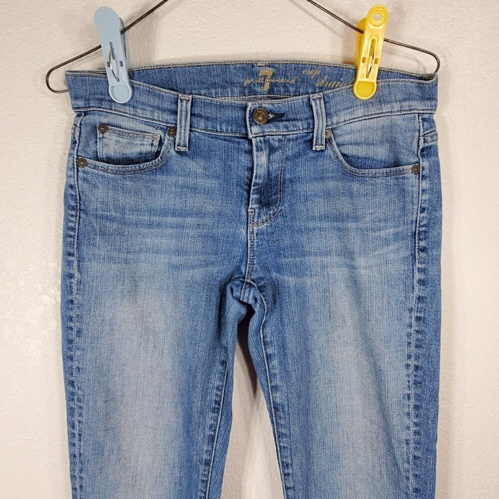 7 For All Mankind Womens Crop Straight Leg Jeans Size 26 Blue Denim Cotton Blend - Picture 10 of 11